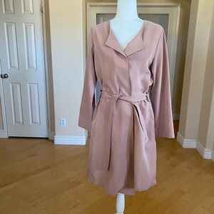 Kestan Blush Lightweight Trench Coat Asymmetrical Hem